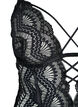 Pitsinen bodystocking nauhoilla, Musta, Packshot image number 2