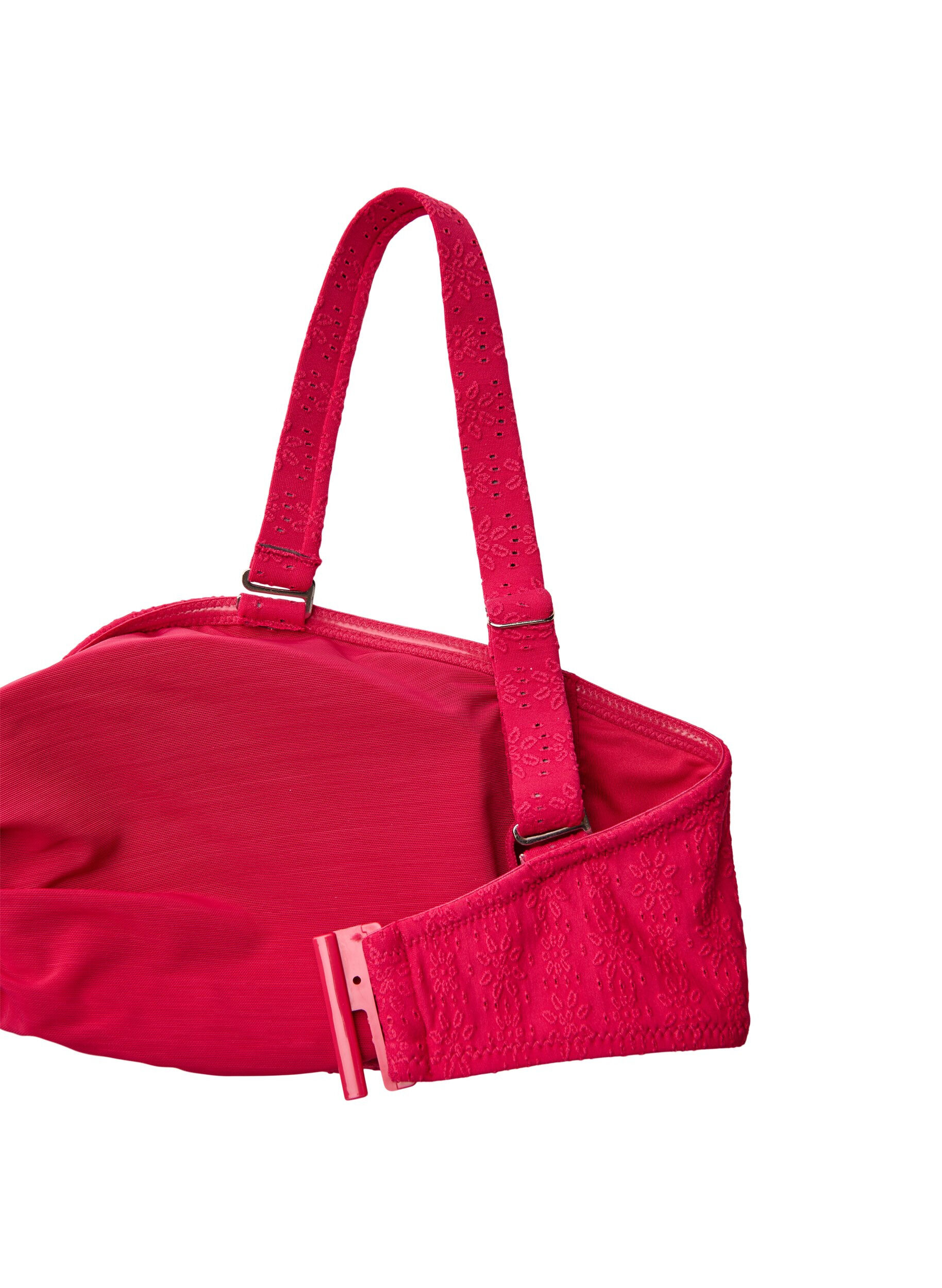 Zizzi Bandeau-bikiniyl&auml;osa teksturoidulla kuviolla ja irrotettavilla olkaimilla, Vaaleanpunainen, Packshot image number 3