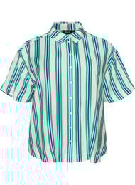 Raidallinen viskoosipaita lyhyill&auml; hihoilla, Vanilja