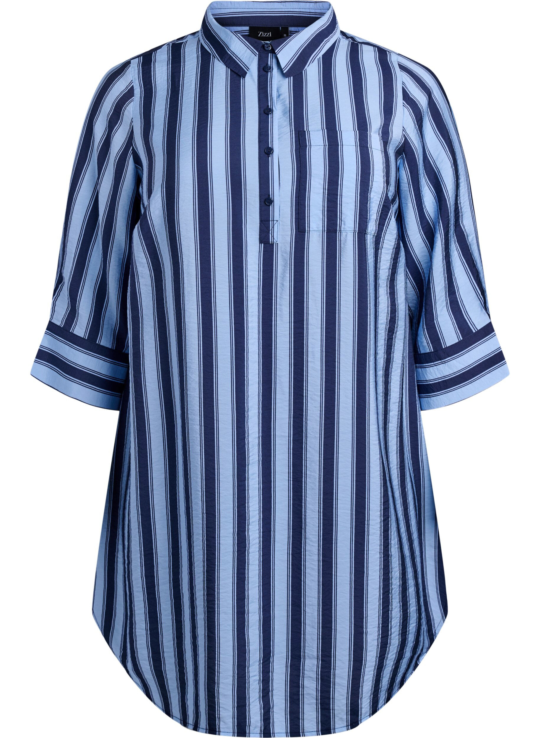 ZizziLyhyt mekko kauluksella ja rintataskulla, Sininen, Packshot image number 0
