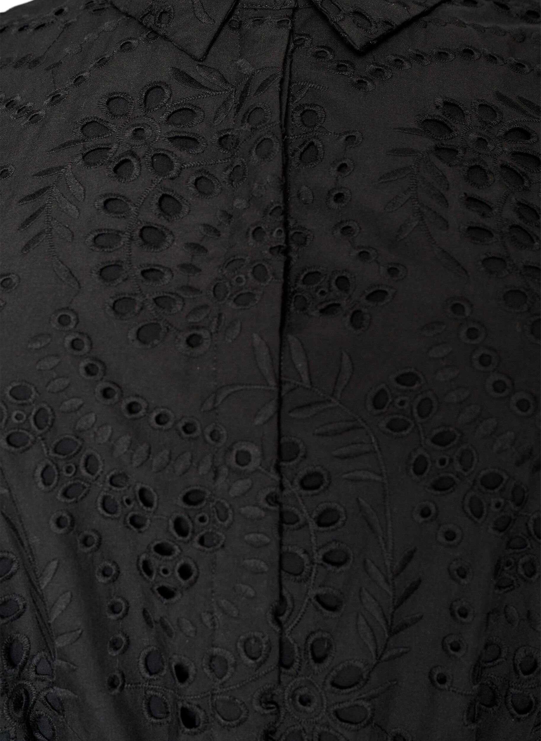 ZizziPaitamekko brodeerattua broderie anglaise -kangasta vy&ouml;ll&auml;, Musta, Packshot image number 2