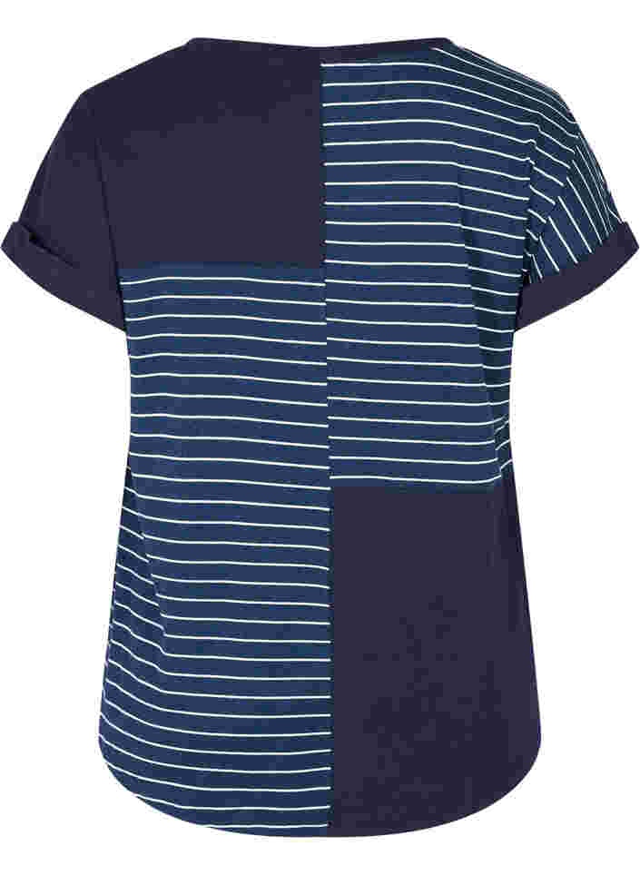 Lyhythihainen raidallinen t-paita viskoosista, Night Sky Stripe, Packshot image number 1