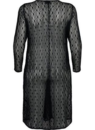 Pitkähihainen virkattu mekko, Black, Packshot image number 1