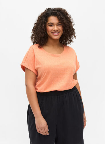Meleerattu puuvillainen t-paita, Amberglow Melange, Model image number 0