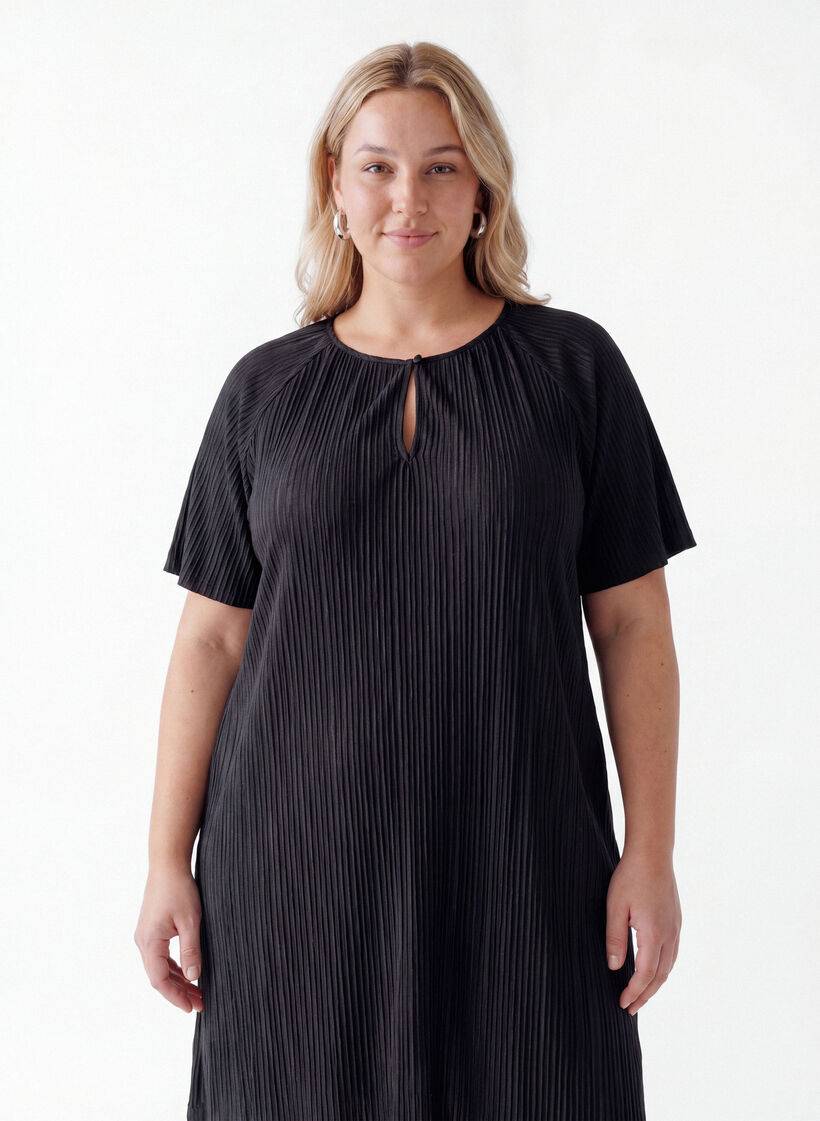 Jersey-tunika teksturoiduilla raidoilla, Musta, Model image number 2