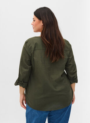 Puuvillainen paitapusero v-aukolla, Climbing Ivy, Model image number 1