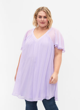 Väljä mekko lyhyillä hihoilla, Purple Heather, Model image number 0