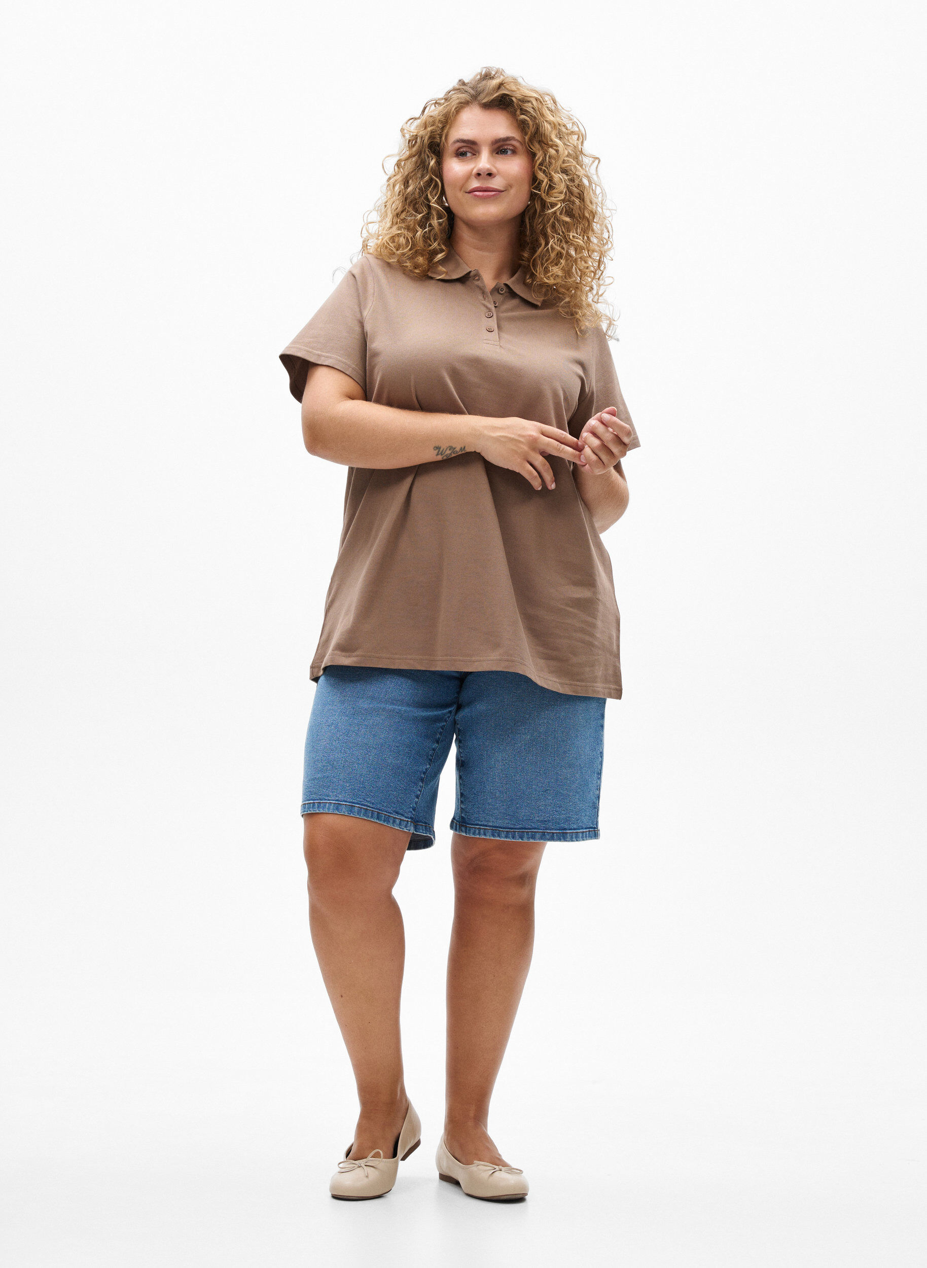 Zizzi FLASH - Lyhythihainen pikeepaita, Ruskea, Model image number 1