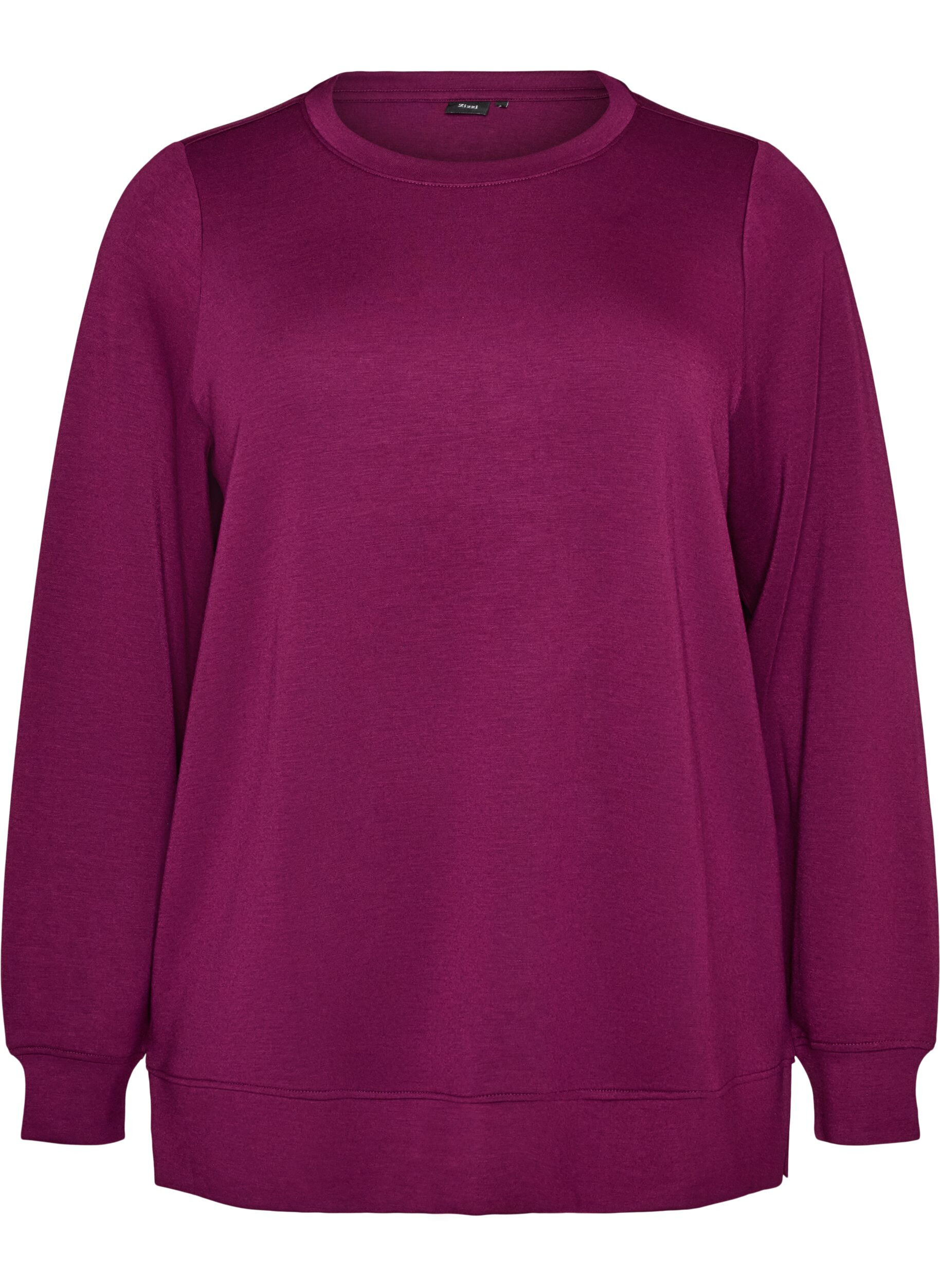 ZizziPitk&auml;hihainen jerseypusero py&ouml;re&auml;ll&auml; p&auml;&auml;ntiell&auml;, Violetti, Packshot image number 0