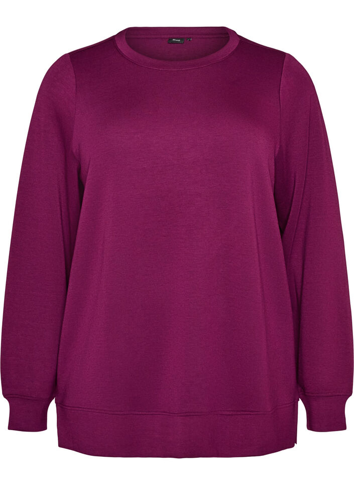 Pitk&auml;hihainen jerseypusero py&ouml;re&auml;ll&auml; p&auml;&auml;ntiell&auml;, Violetti, Packshot image number 0
