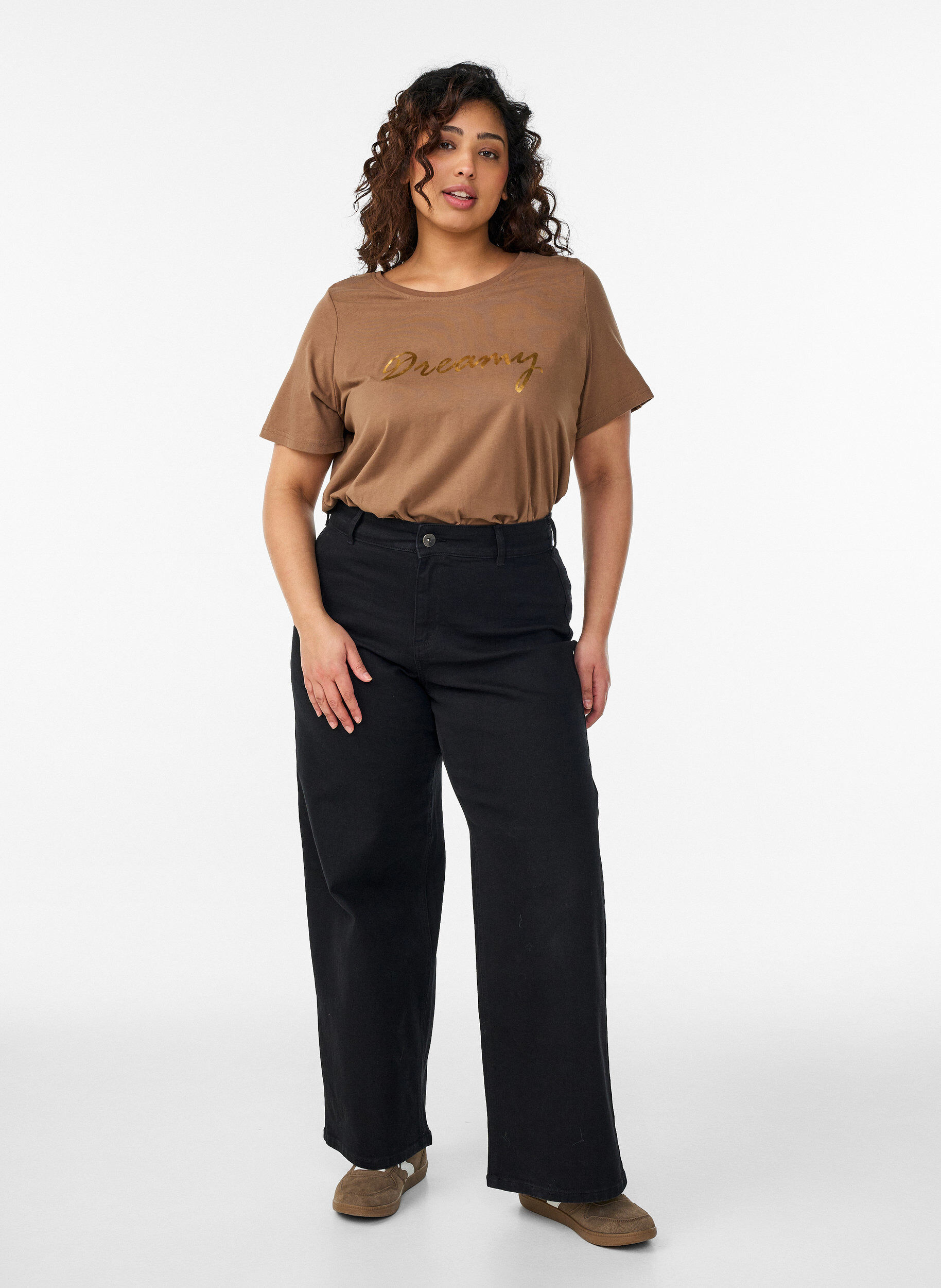 Zizzi FLASH - T-paita printill&auml;, Ruskea, Model image number 1