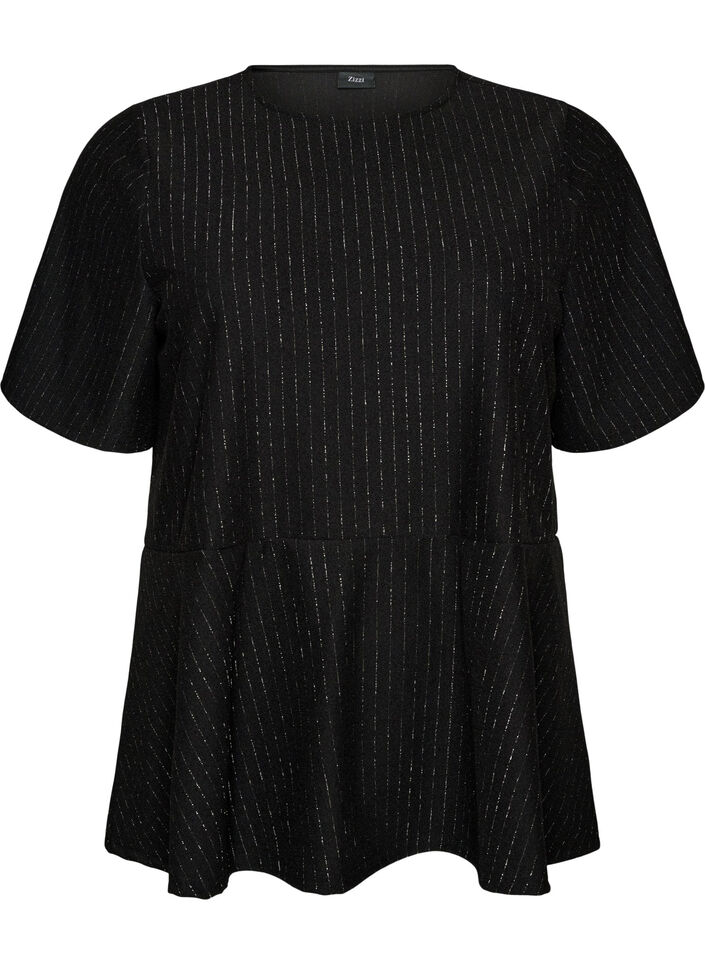 Peplum-pusero kimalteraidoilla, Musta, Packshot image number 0