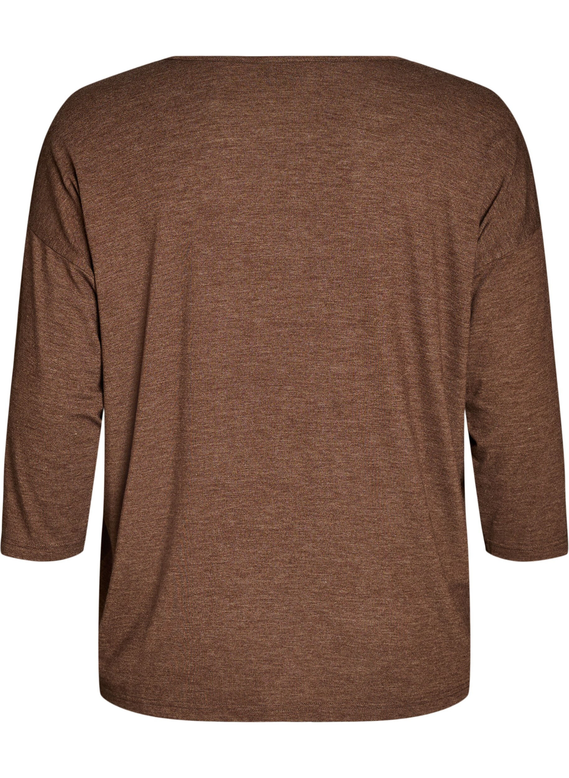 ZizziJerseypusero 3/4-hihoilla, Ruskea, Packshot image number 1