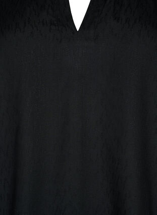 Lyhythihainen viskoosipusero v-pääntiellä, Black, Packshot image number 2