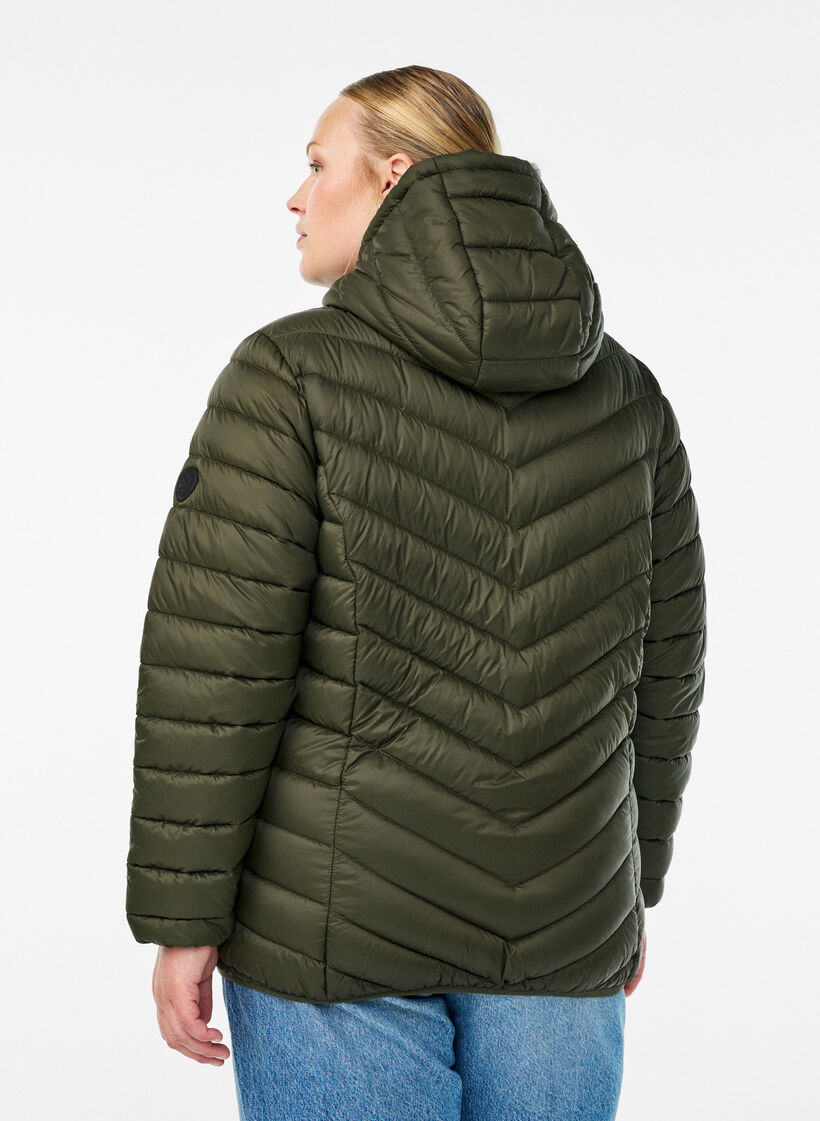 Kevyt takki hupulla, Vihre&auml;, Model image number 2
