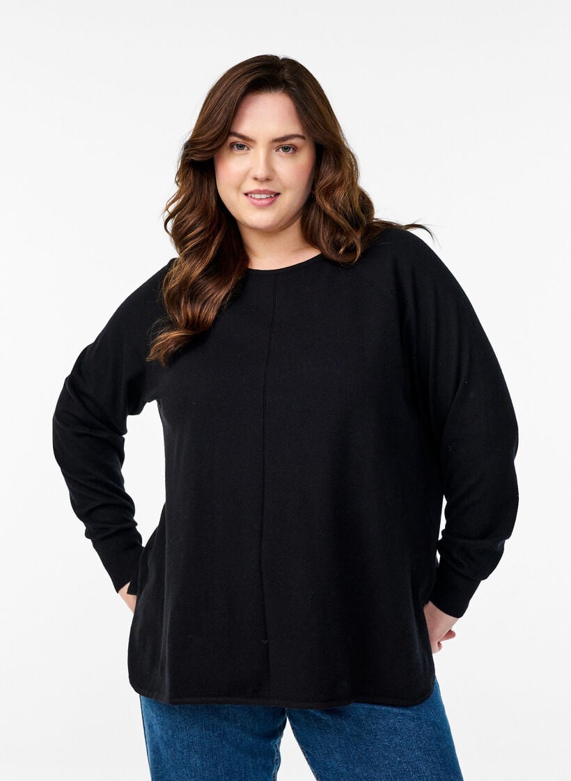 Neulepusero py&ouml;re&auml;ll&auml; p&auml;&auml;ntiell&auml; ja neulekuviolla., Musta, Model image number 0