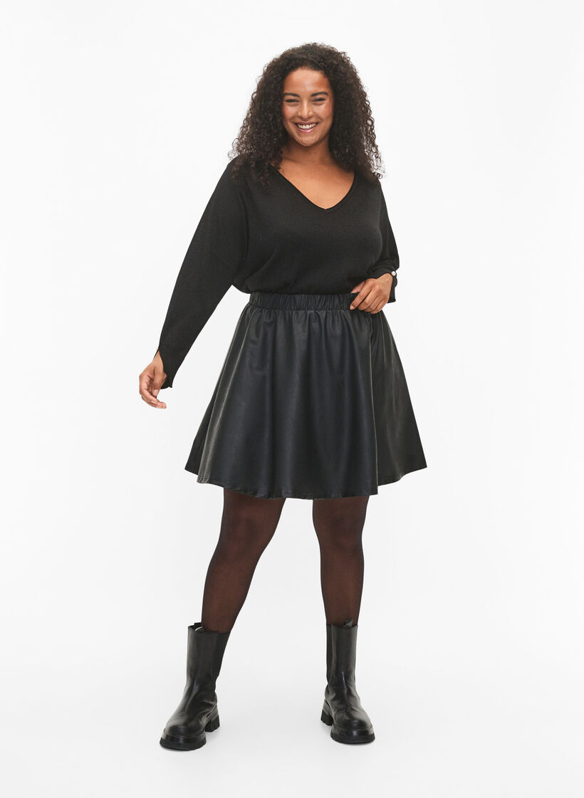 Viskoosineulepusero glitterillä, Black w. DTM Lurex, Model image number 3