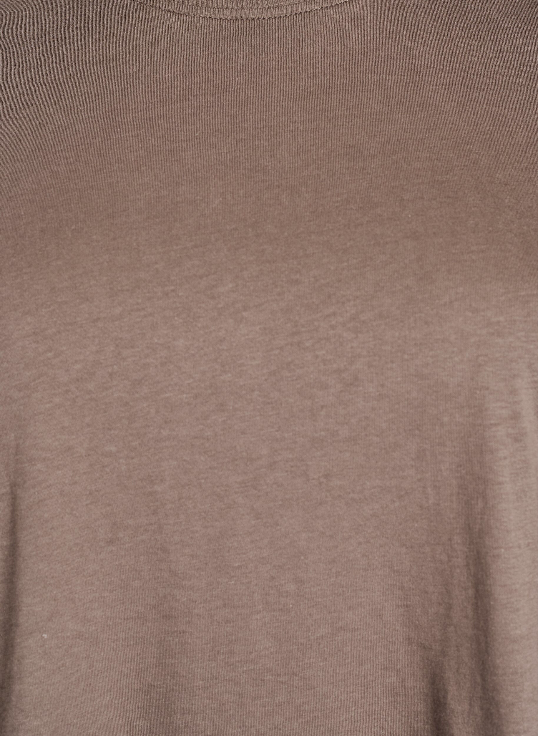 ZizziPuuvillainen perus-T-paita, jossa on py&ouml;re&auml; kaula-aukko, Ruskea, Packshot image number 2