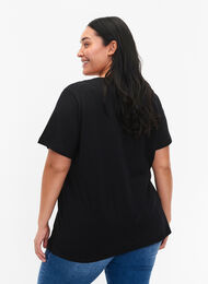 T-paita ekologisesta puuvillasta painatuksella , Black W. Silver LA, Model