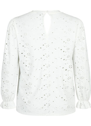 Pitkähihainen reikäkuvioitu pusero, Bright White, Packshot image number 1