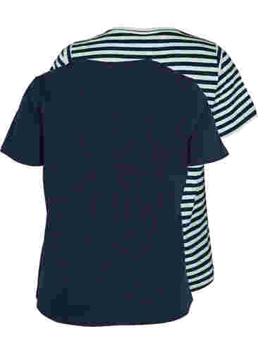 2 perus t-paitaa puuvillasta, Navy/Navy Stripe, Packshot image number 1