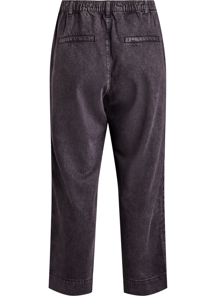 Leveät farkut joustavalla vyötäröllä, Harmaa, Packshot image number 1