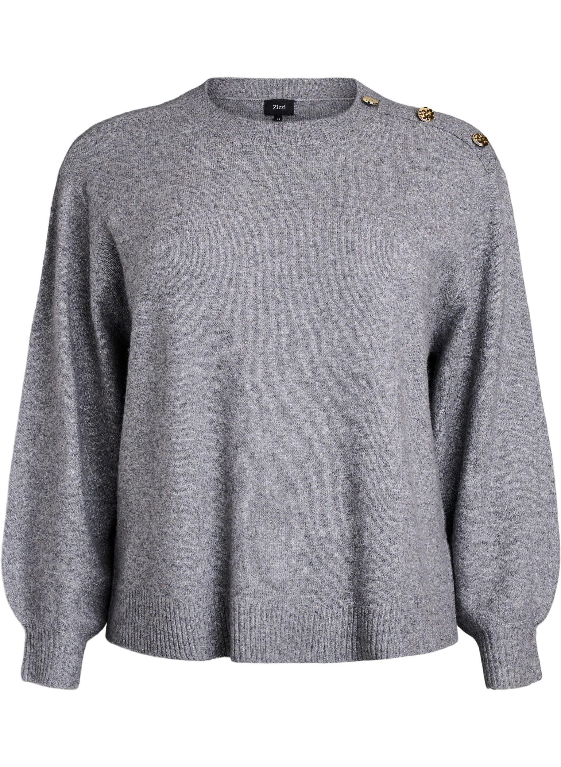 ZizziNeulepusero nappiyksityiskohdalla, Harmaa, Packshot image number 0