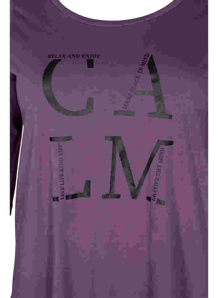 Puuvillainen t-paita 3/4-hihoilla, Vintage Violet, Packshot image number 2