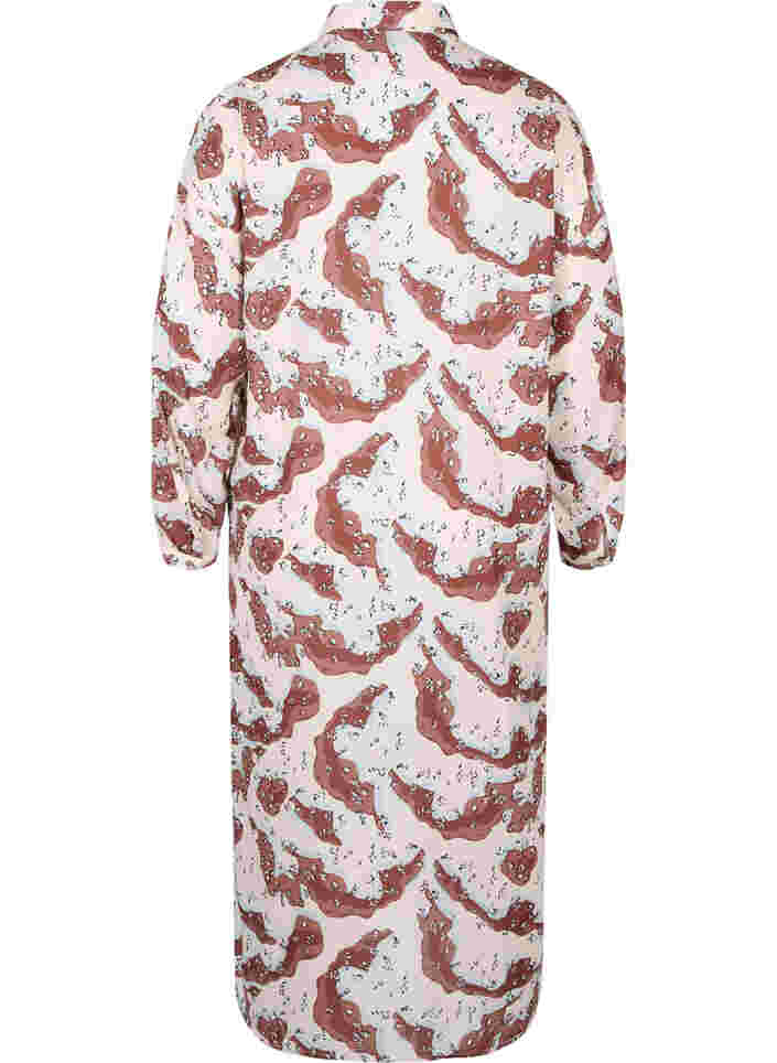 Pitkähihainen mekko kuosilla ja napituksella, Camouflage AOP, Packshot image number 1