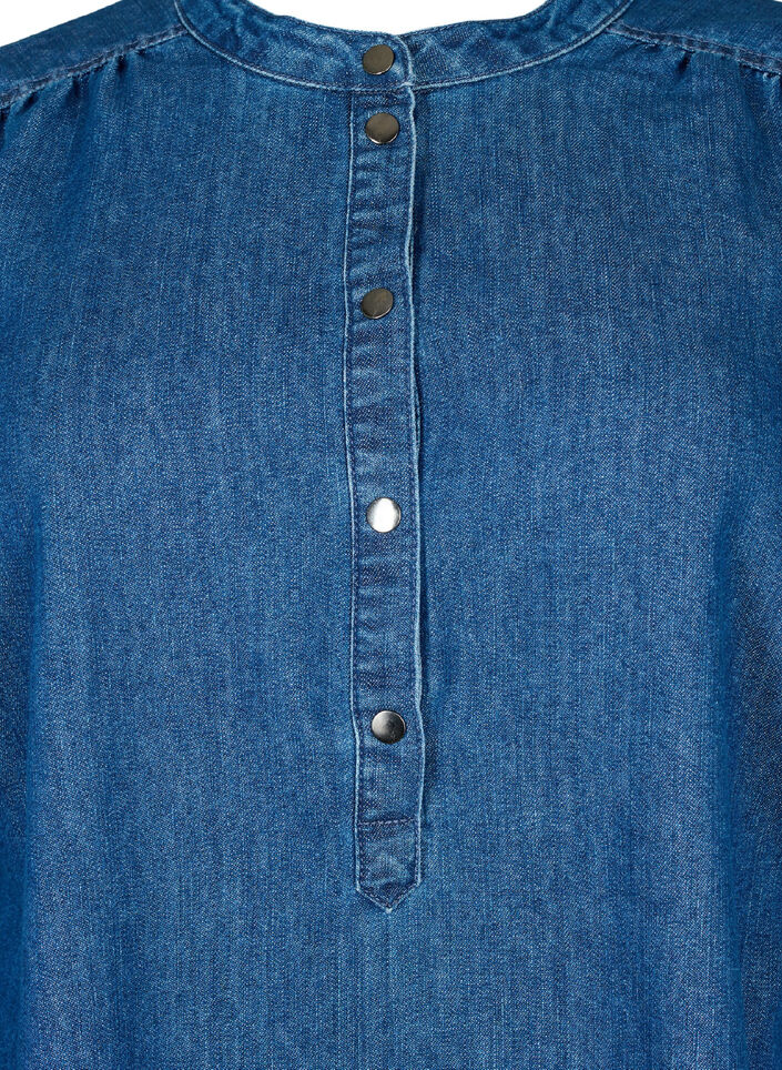Pitkähihainen farkkumekko, Blue denim, Packshot image number 2