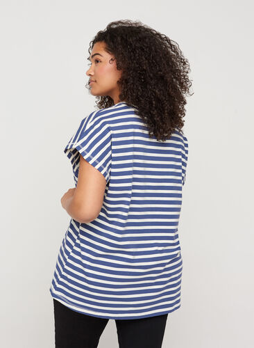 Raidallinen t-paita puuvillasta, Twilight Blue Stripe, Model image number 1