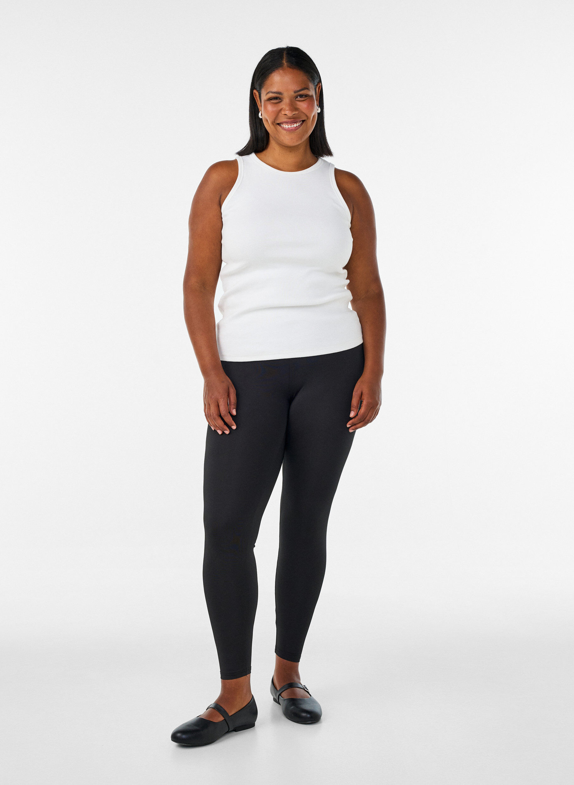 Zizzi2-pack basic -leggingsit, Musta, Model image number 1