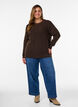 Melange-neulepusero py&ouml;re&auml;ll&auml; p&auml;&auml;ntiell&auml;, Ruskea, Model image number 1