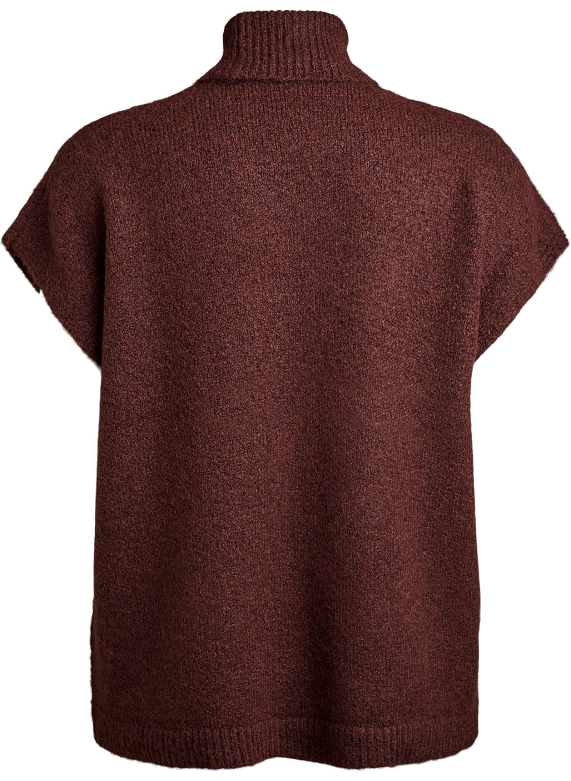 Zizzi Hihaton neuleliivi poolokauluksella, Ruskea, Packshot image number 1