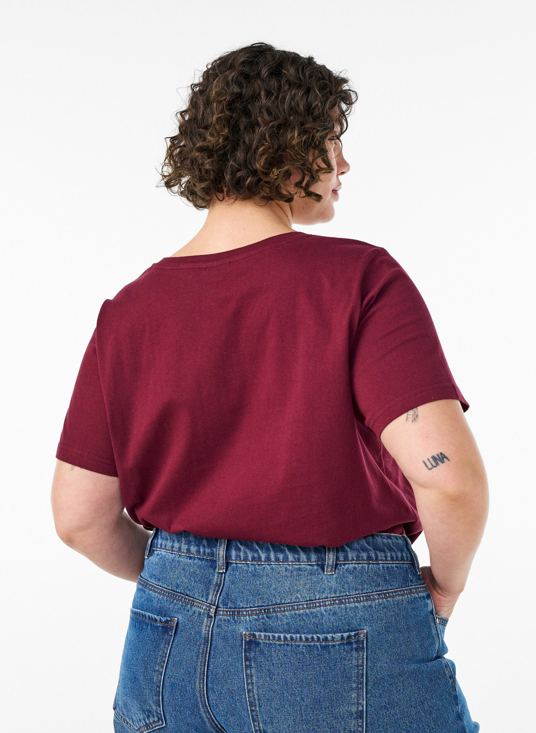 ZizziT-paita luomupuuvillasta urheilullisella tekstiprintill&auml;, Punainen, Model image number 2
