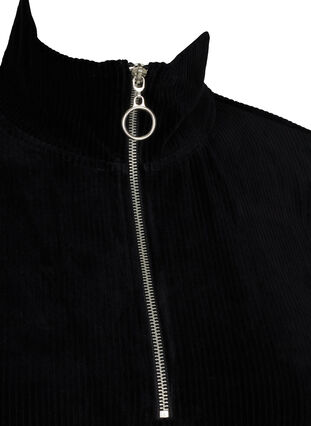 Velourmekko vetoketjulla ja korkealla kauluksella, Black, Packshot image number 2