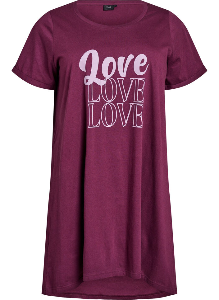 Lyhythihainen yöpaita luomupuuvillaa, Tumma Bordeaux, Packshot image number 0