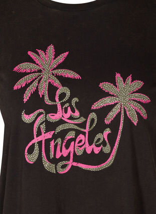 Lyhythihainen t-paita puuvillasta , Black LOS ANGELES, Packshot image number 2