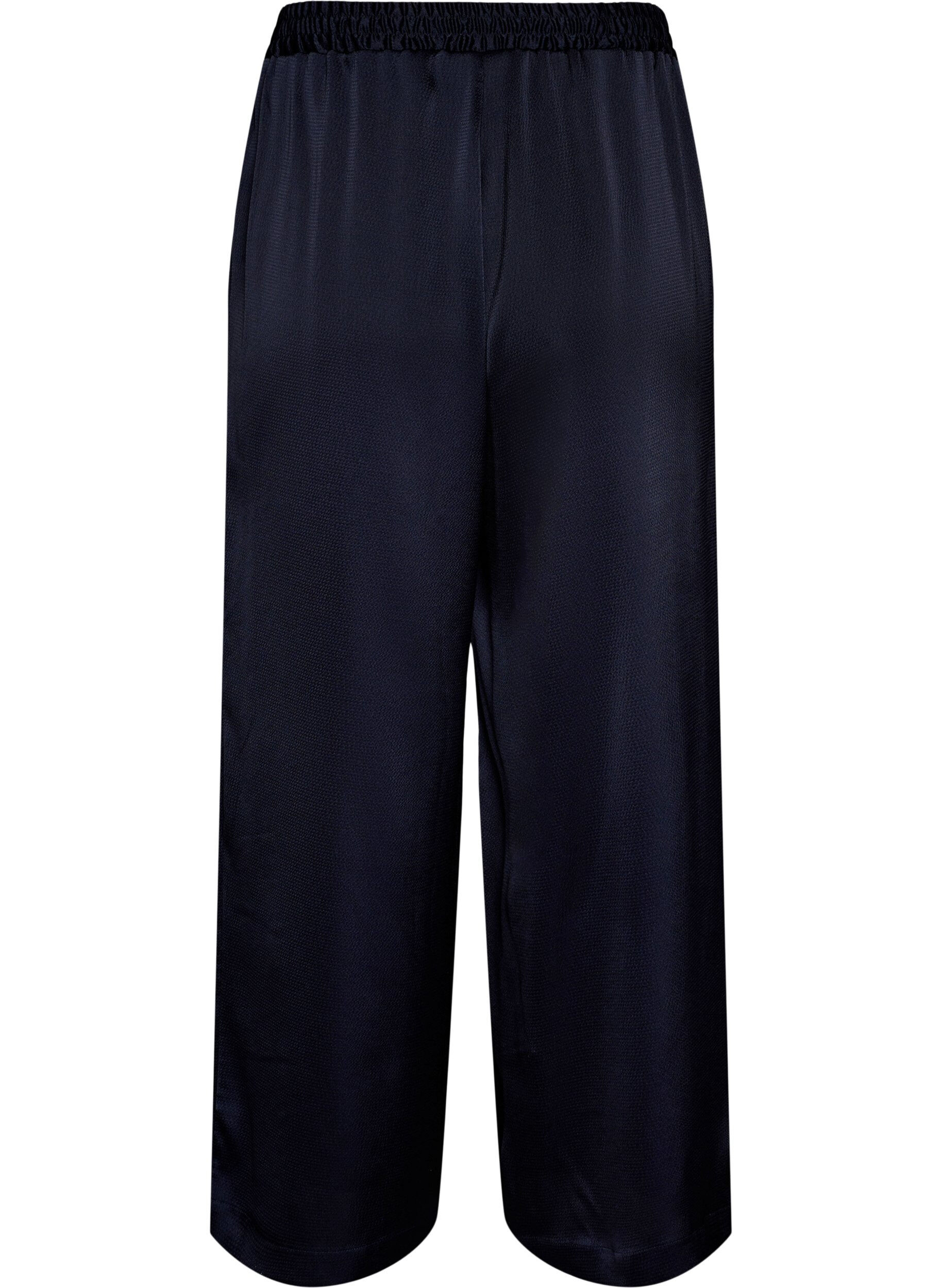 Zizzi Satiinin&auml;k&ouml;iset housut leveill&auml;, suorilla lahkeilla, Sininen, Packshot image number 1