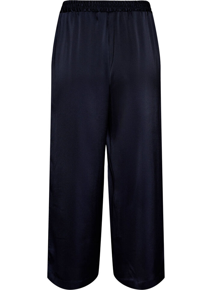 Satiinin&auml;k&ouml;iset housut leveill&auml;, suorilla lahkeilla, Sininen, Packshot image number 1