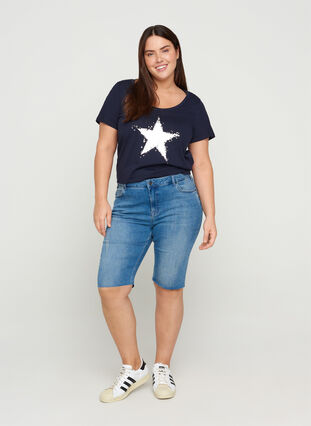 Lyhythihainen puuvillainen t-paita a-mallissa , Night Sky STAR, Model image number 2
