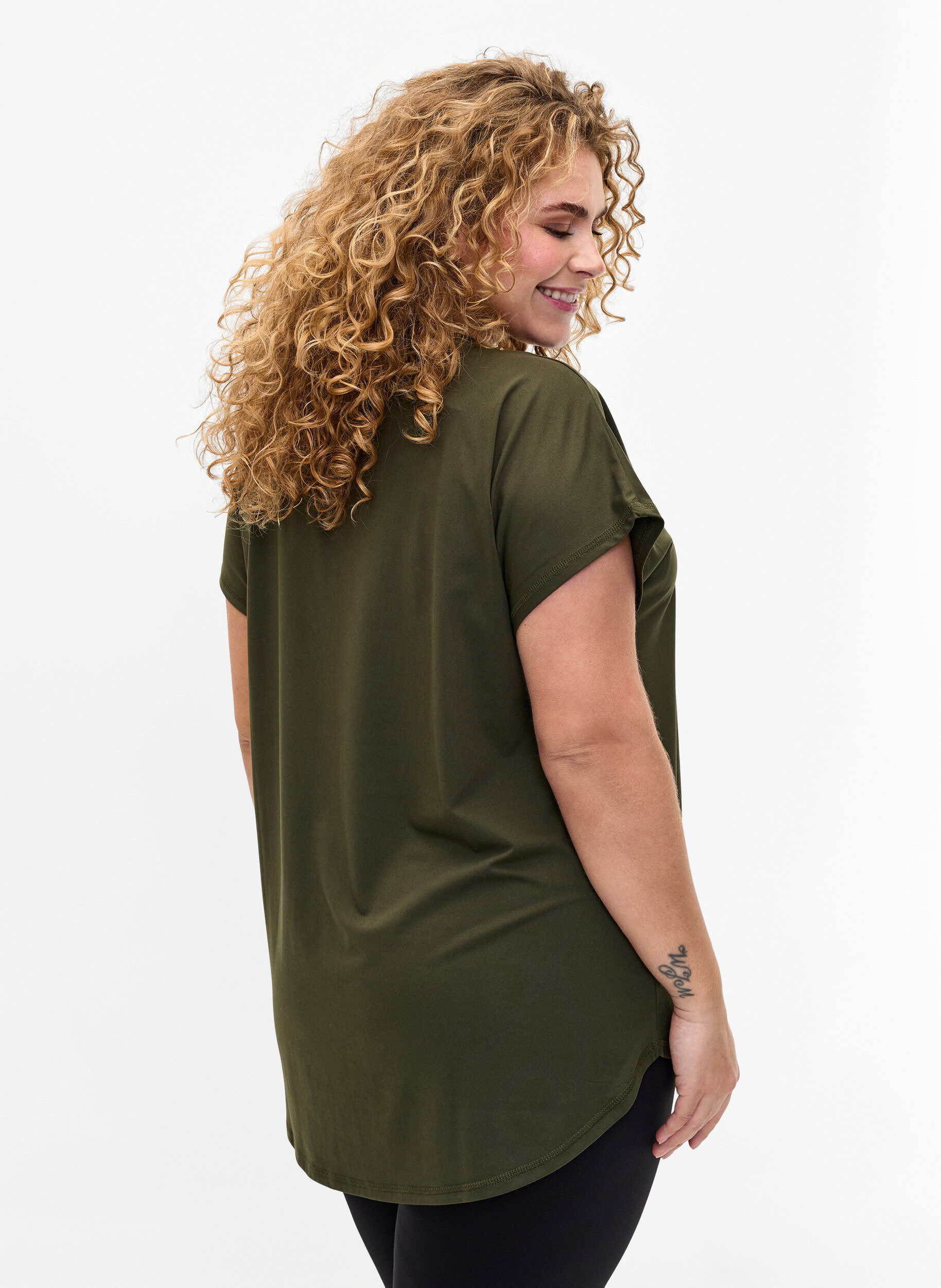 Zizzi Treenipaita V-p&auml;&auml;ntiell&auml;, Forest Night, Model image number 1