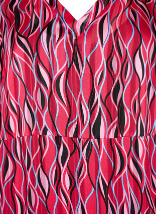 Pitkähihainen midi-mekko kuviolla, Fuchsia Pink AOP, Packshot image number 2