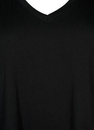 Yksivärinen oversize t-paita v-pääntiellä, Black, Packshot image number 2