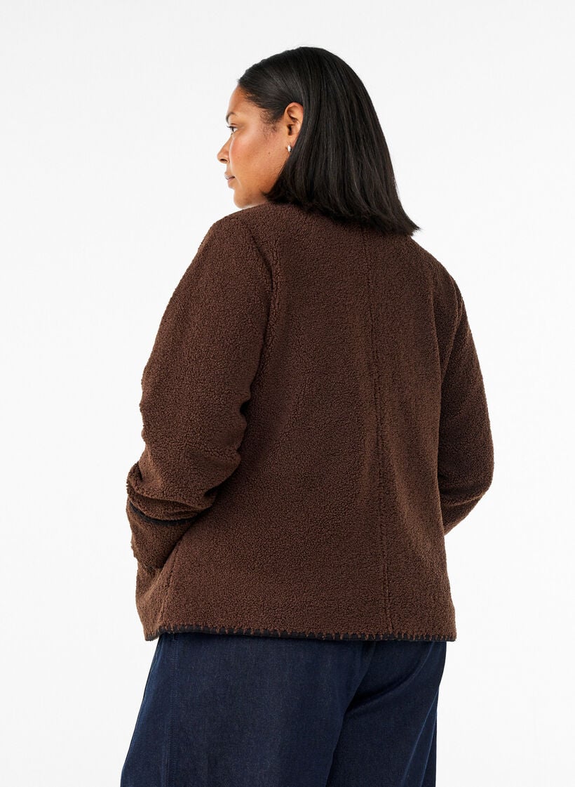 Teddytakki kontrastiyksityiskohdilla, Ruskea, Model image number 2