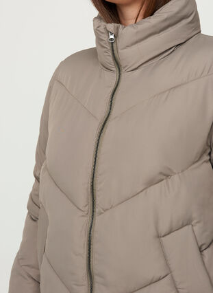 Pitkä korkeakauluksinen takki, Army Grey as sample, Model image number 2