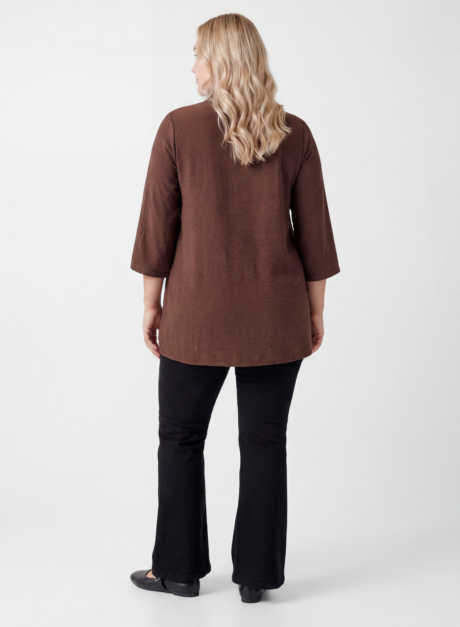 ZizziTunika 3/4-hihoilla, Ruskea, Model image number 2