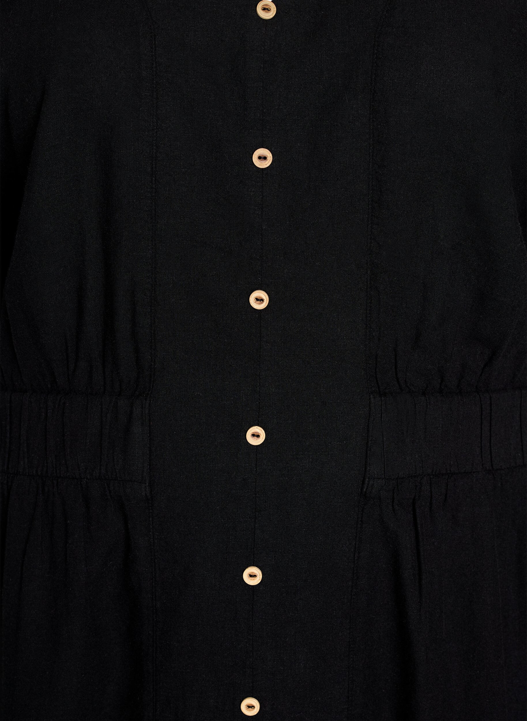 Zizzi Pellava-viskoosi midimekko etuhalkioilla, Musta, Packshot image number 2