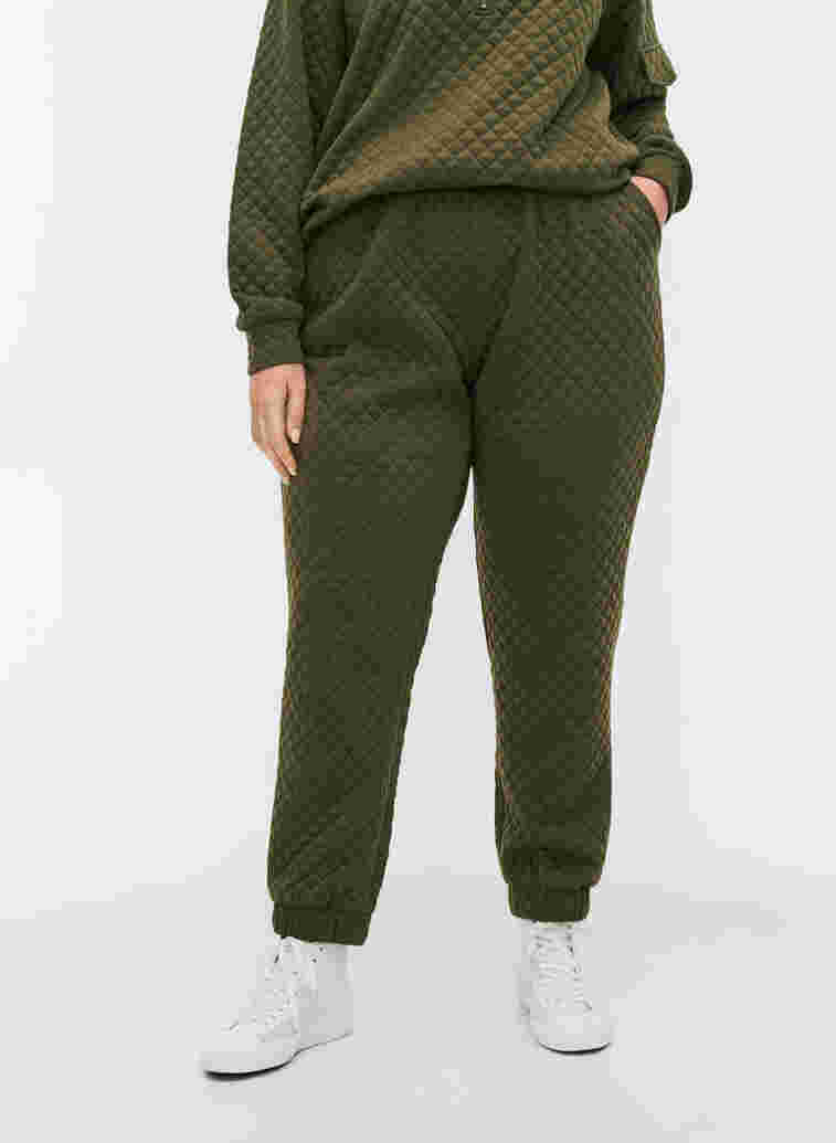 Kuvioidut housut nyörillä ja taskuilla, Ivy Green, Model image number 2