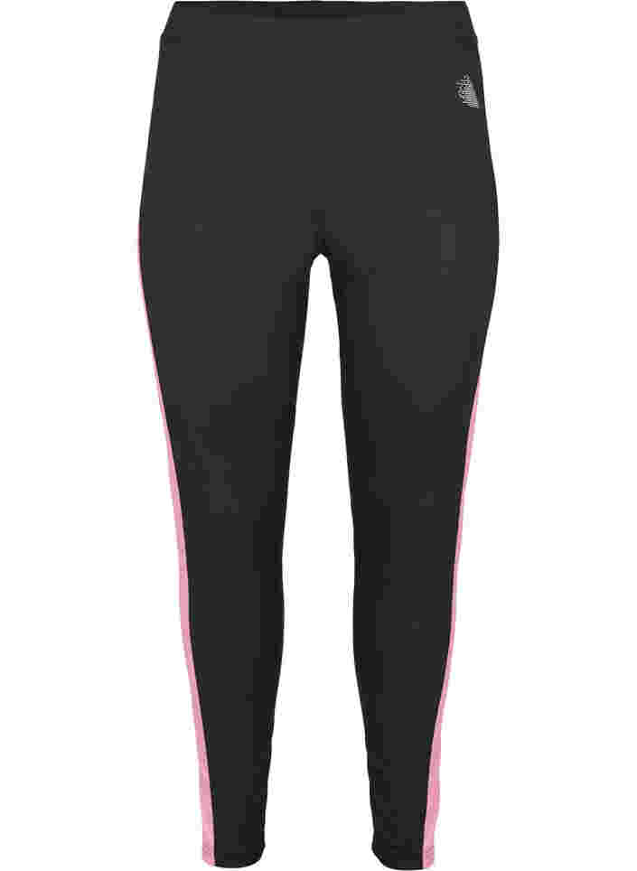 Kerrastohousut kontrastiraidoilla, Black w. Sea Pink, Packshot image number 0